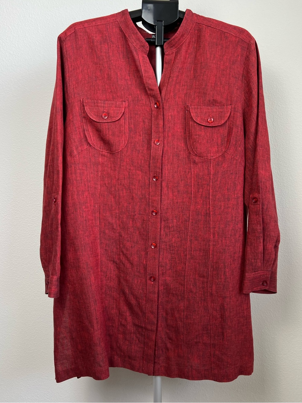 Saint Tropez West 100% Linen Tunic Shirt 3X Red‎ Lagenlook Coastal Vacation